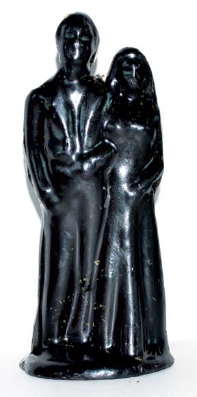 Marriage / HandFasting Female / Male Candle - Black 7"