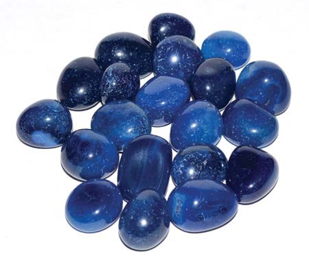 1 lb Onyx, Blue tumbled stones (heat treated)