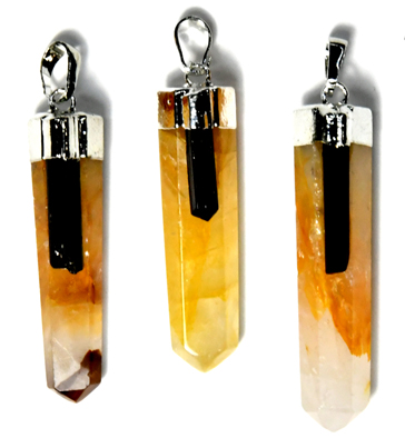 Golden Qtz w tourmaline pendant