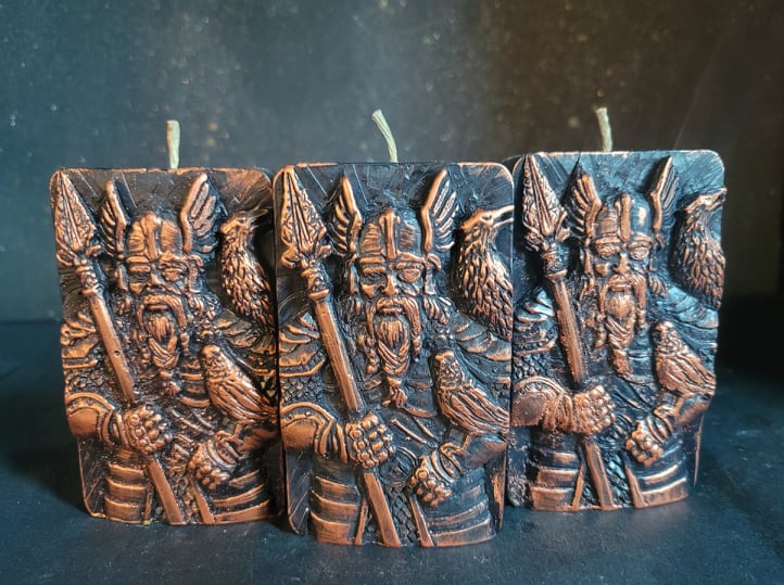 God Odin Candle - BLACK W/COPPER DUSTING